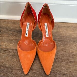 Manolo Blahnik Women's Orange and Red Heels